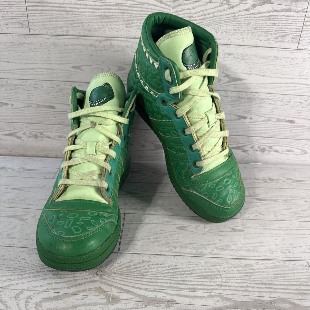Adidas Shoes Kids Sz 3 Disney Toy Story Rex Dinosaur Green Hi Top Sneakers